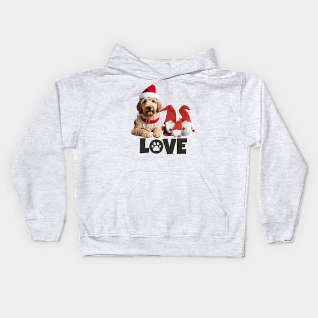 Christmas Goldendoodle LOVE Kids Hoodie by Doodle and Things